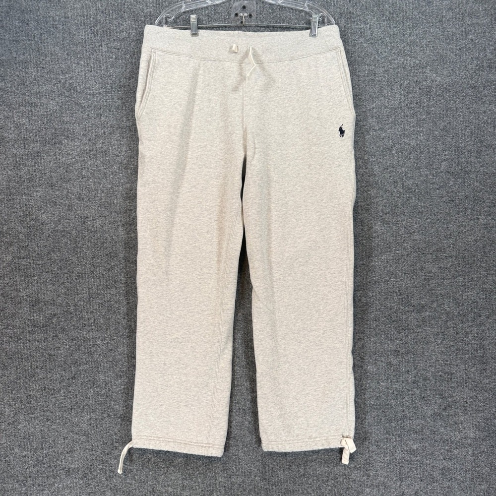 Polo Ralph Lauren Sweatpants Men Medium Gray Drawstring Hem Fleece Vintage Y2K